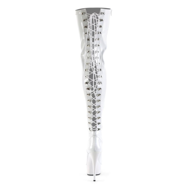 Pleaser Delight-3063 Women's Thigh High Boots White | NZ KRBOSJ