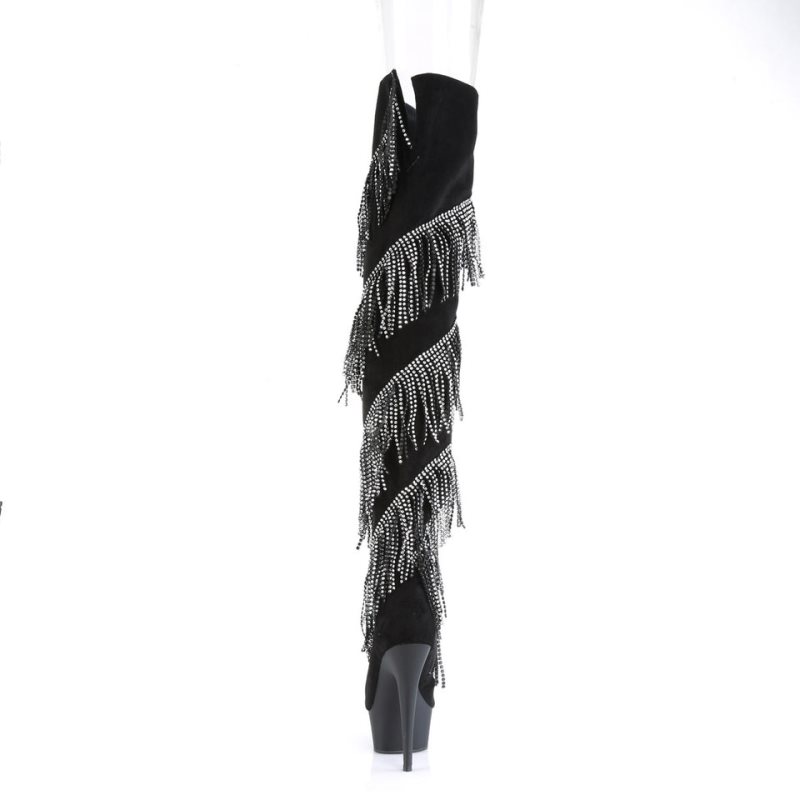 Pleaser Delight-3065 Women's Thigh High Boots Silver / Black | NZ WRCPJG