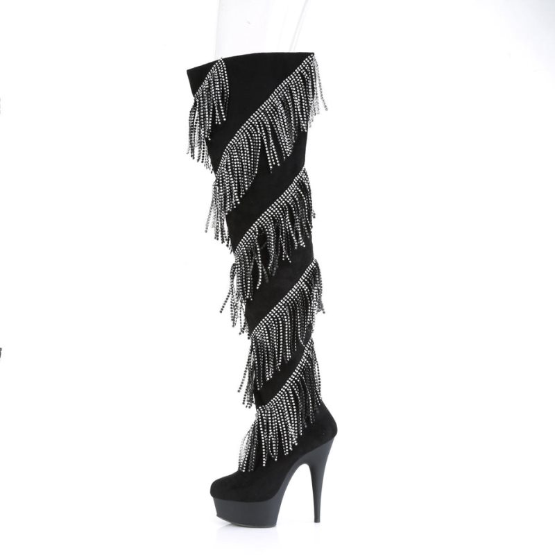 Pleaser Delight-3065 Women's Thigh High Boots Silver / Black | NZ WRCPJG