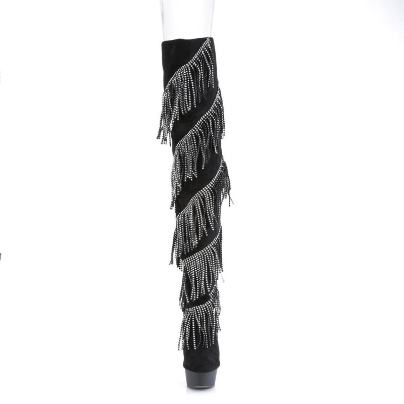 Pleaser Delight-3065 Women's Thigh High Boots Silver / Black | NZ WRCPJG