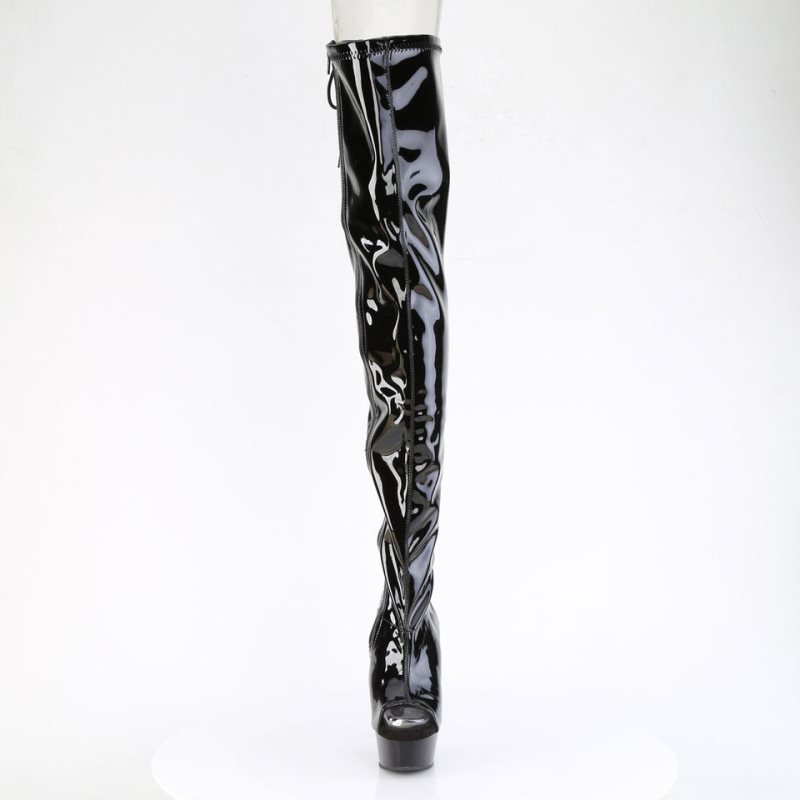 Pleaser Delight-4017 Women's Thigh High Boots Black | NZ IGKERO