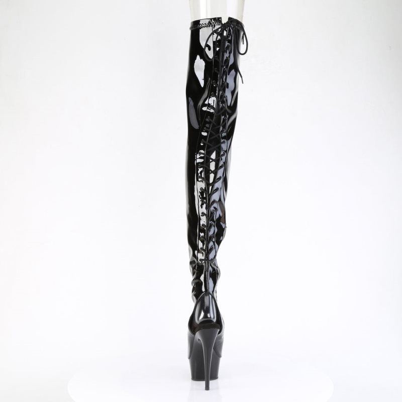 Pleaser Delight-4017 Women's Thigh High Boots Black | NZ IGKERO