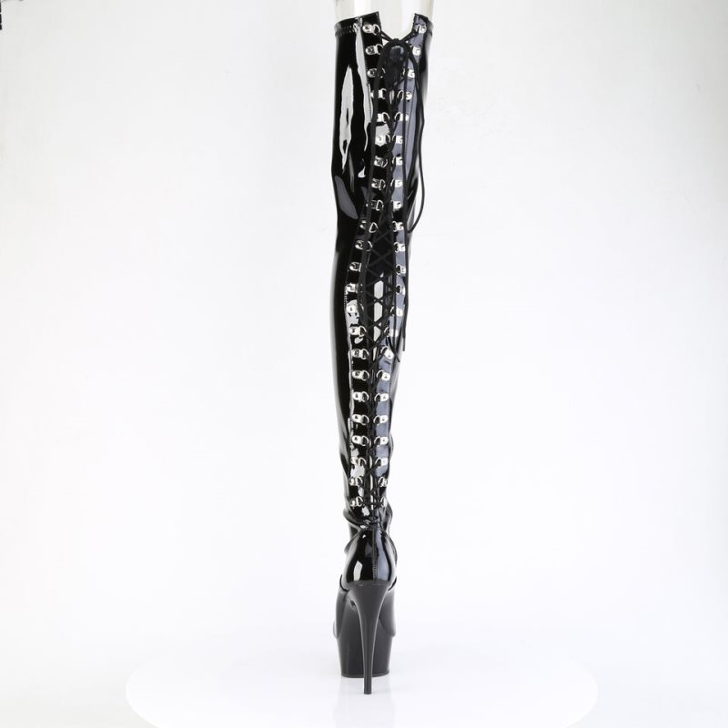 Pleaser Delight-4063 Women's Thigh High Boots Black | NZ GTQPRY