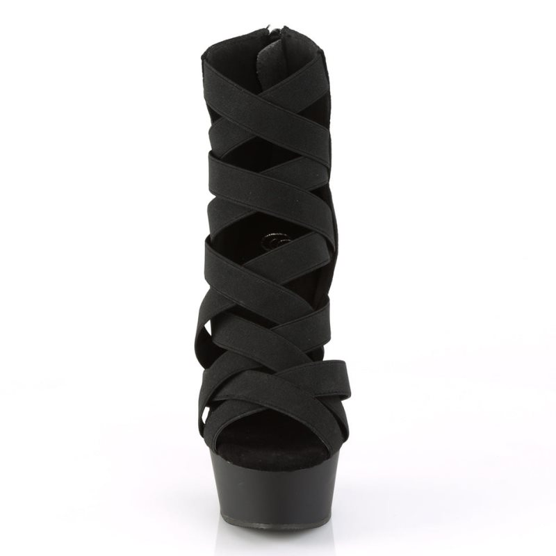 Pleaser Delight-600-24 Suede Women's Platform Heels Sandals Black | NZ MKZCIO