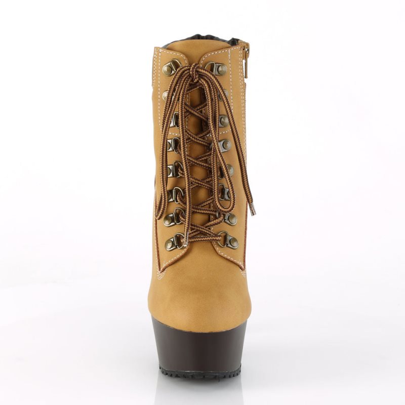 Pleaser Delight-600TL-02 Women's Heels Boots Brown | NZ JNKBAV