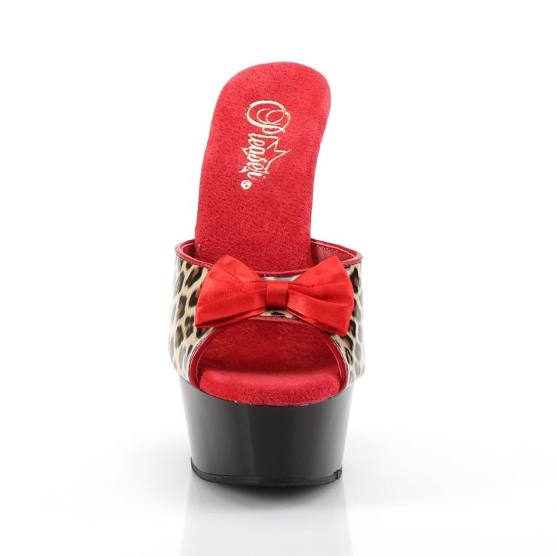 Pleaser Delight-601-6 Women's Platform Slides Leopard / Black | NZ BYICOG