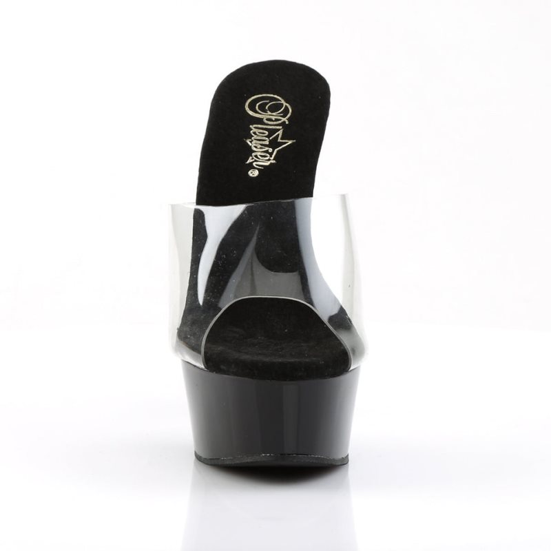 Pleaser Delight-601 Women's Platform Slides Black / Clear | NZ RNOVYM