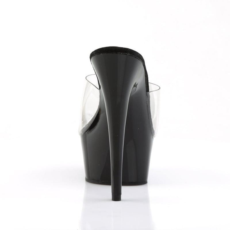 Pleaser Delight-601 Women's Platform Slides Black / Clear | NZ RNOVYM