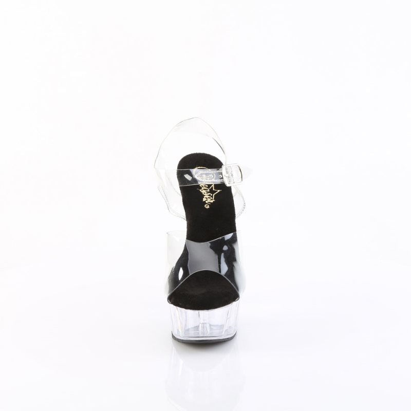 Pleaser Delight-608 Women's Platform Heels Sandals Black / Clear | NZ ZBEHAS