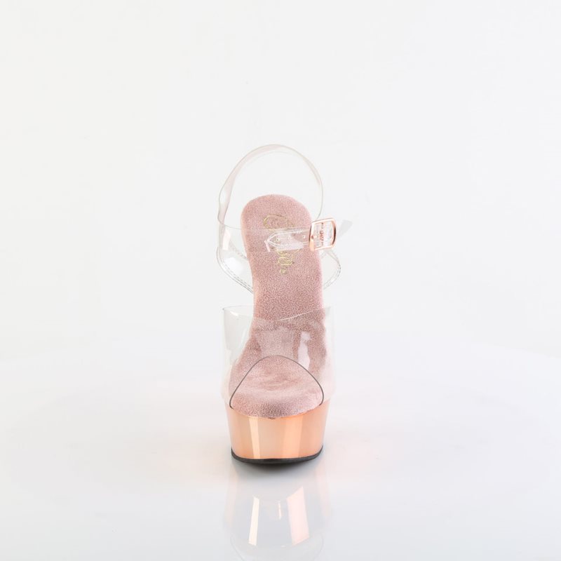 Pleaser Delight-608 Women's Platform Heels Sandals Rose Gold / Clear | NZ APVTHZ