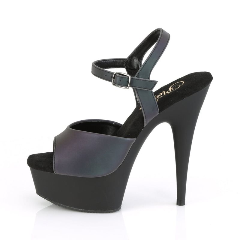 Pleaser Delight-609REFL Women's Platform Heels Sandals Green / Black | NZ YXKFGH