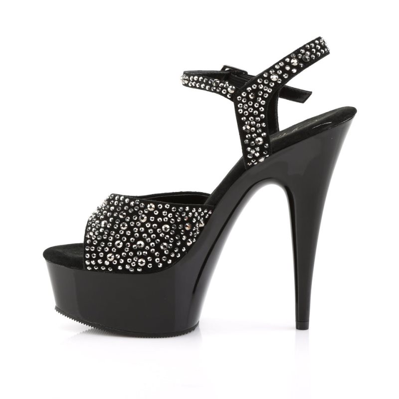 Pleaser Delight-609RS Suede Women's Platform Heels Sandals Black | NZ SHKJUB