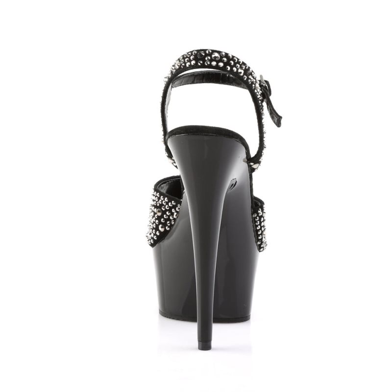Pleaser Delight-609RS Suede Women's Platform Heels Sandals Black | NZ SHKJUB