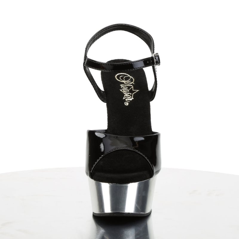 Pleaser Delight-609 Women's Platform Heels Sandals Black / Silver | NZ MIUBYN