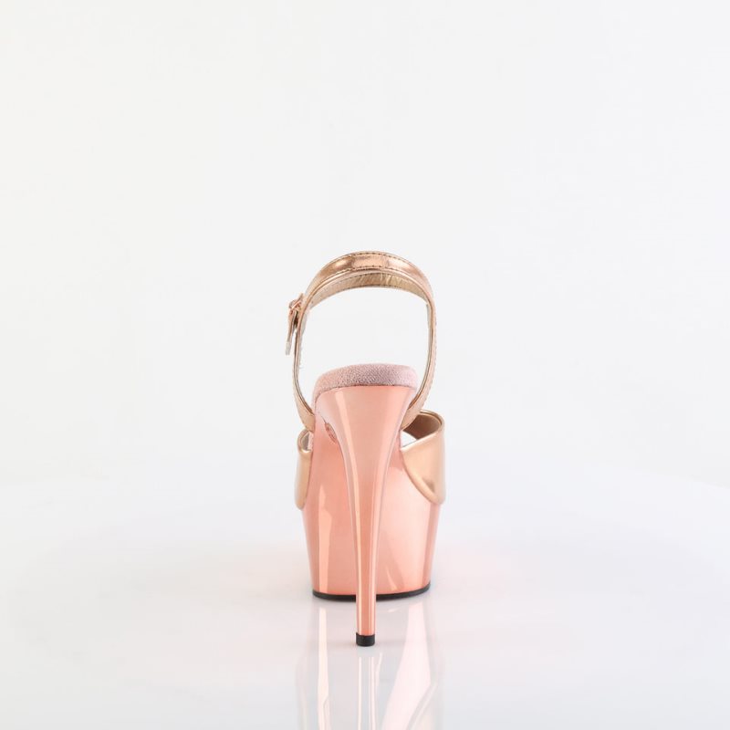Pleaser Delight-609 Women's Platform Heels Sandals Rose Gold | NZ GJQRCD