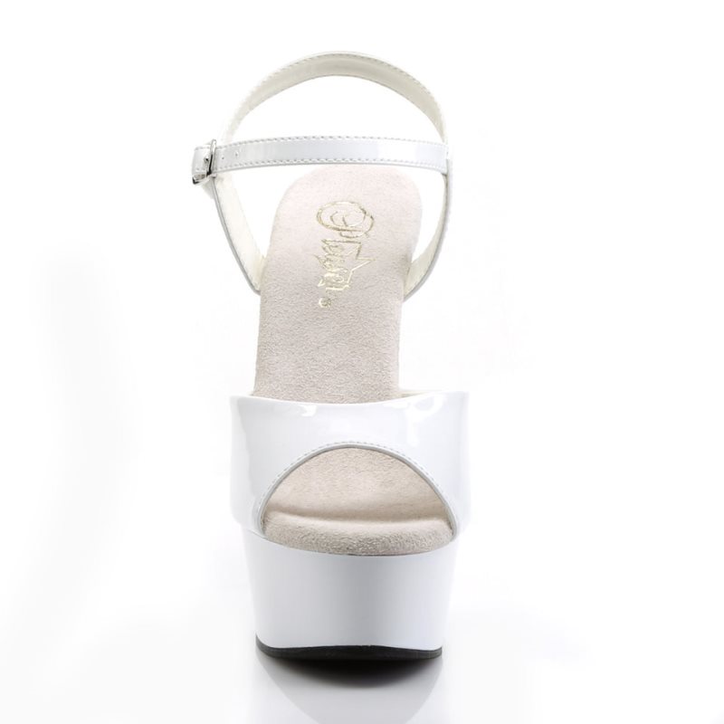 Pleaser Delight-609 Women's Platform Heels Sandals White | NZ KEXDMF