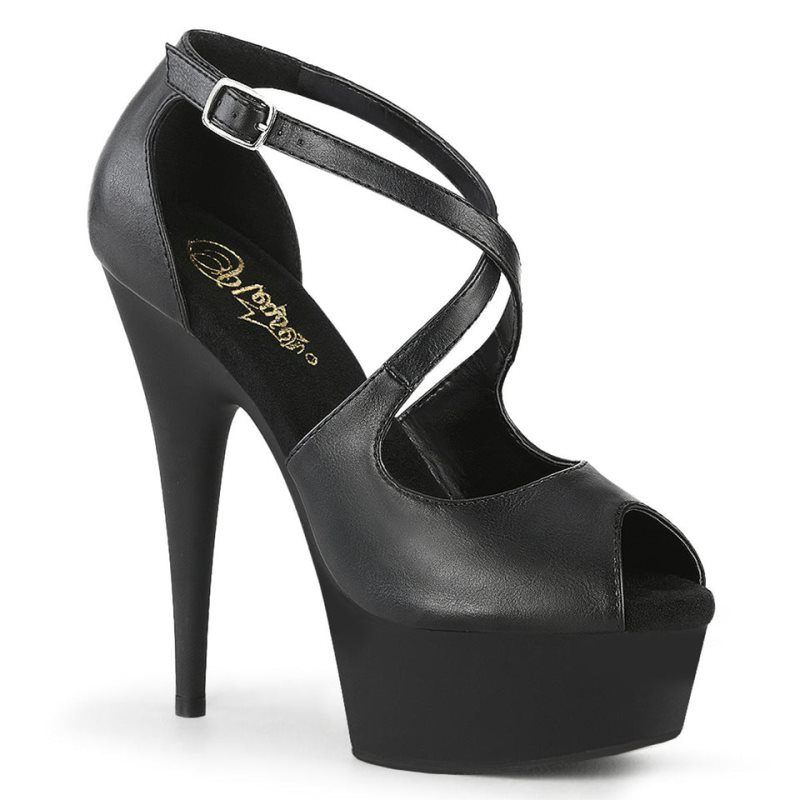 Pleaser Delight-621 Vegan Leather Women\'s Platform Heels Sandals Black | NZ DCQHAY