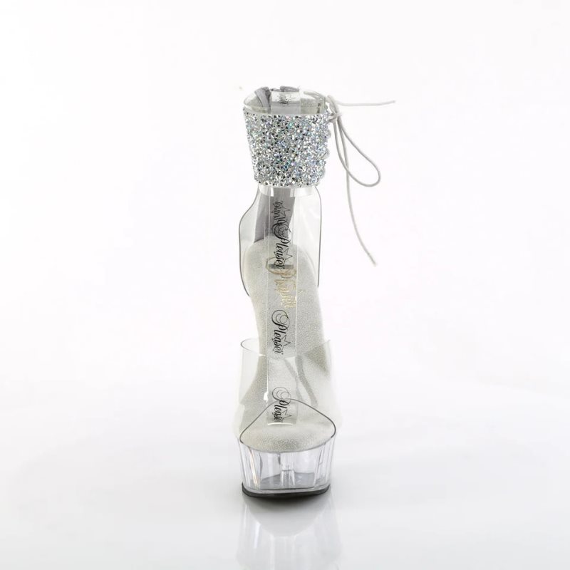 Pleaser Delight-624RS-02 Women's Platform Heels Sandals Silver / Clear | NZ AQTPCJ