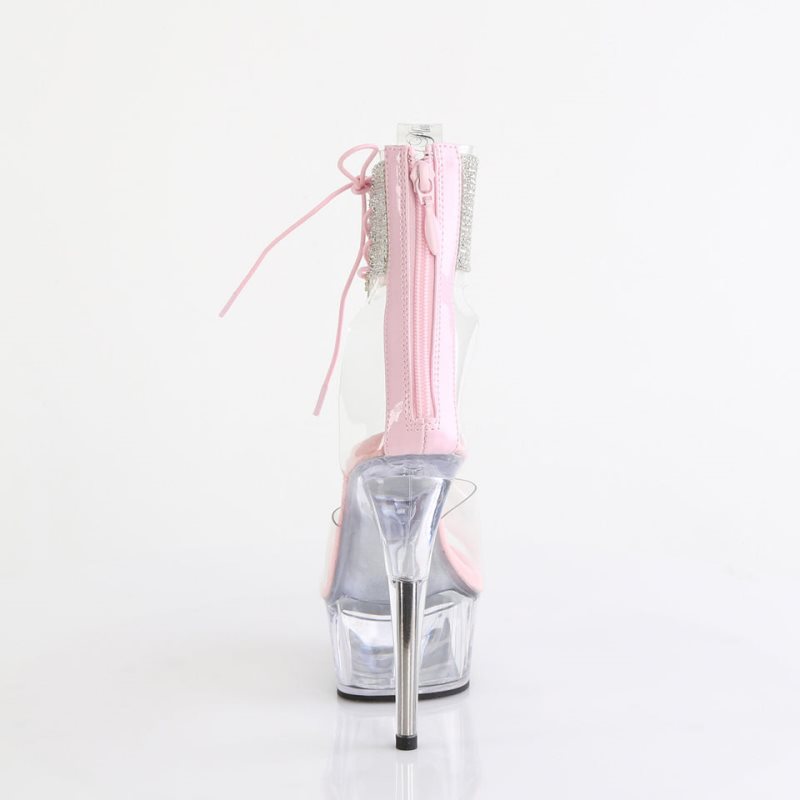 Pleaser Delight-624RS Women's Platform Heels Sandals Pink / Clear | NZ OYNRUF