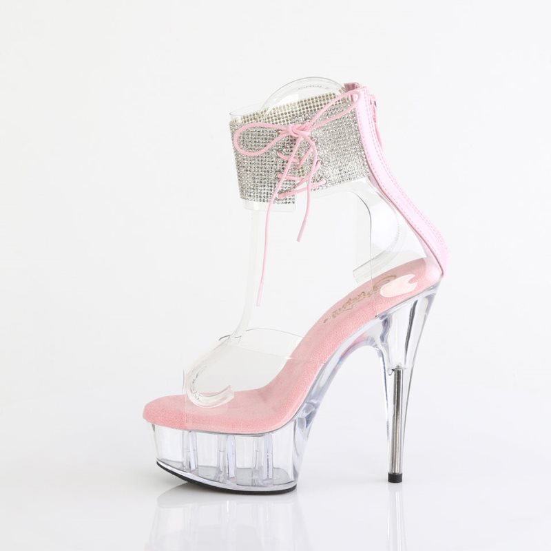 Pleaser Delight-624RS Women's Platform Heels Sandals Pink / Clear | NZ OYNRUF