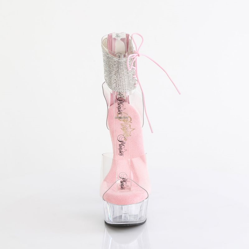 Pleaser Delight-624RS Women's Platform Heels Sandals Pink / Clear | NZ OYNRUF