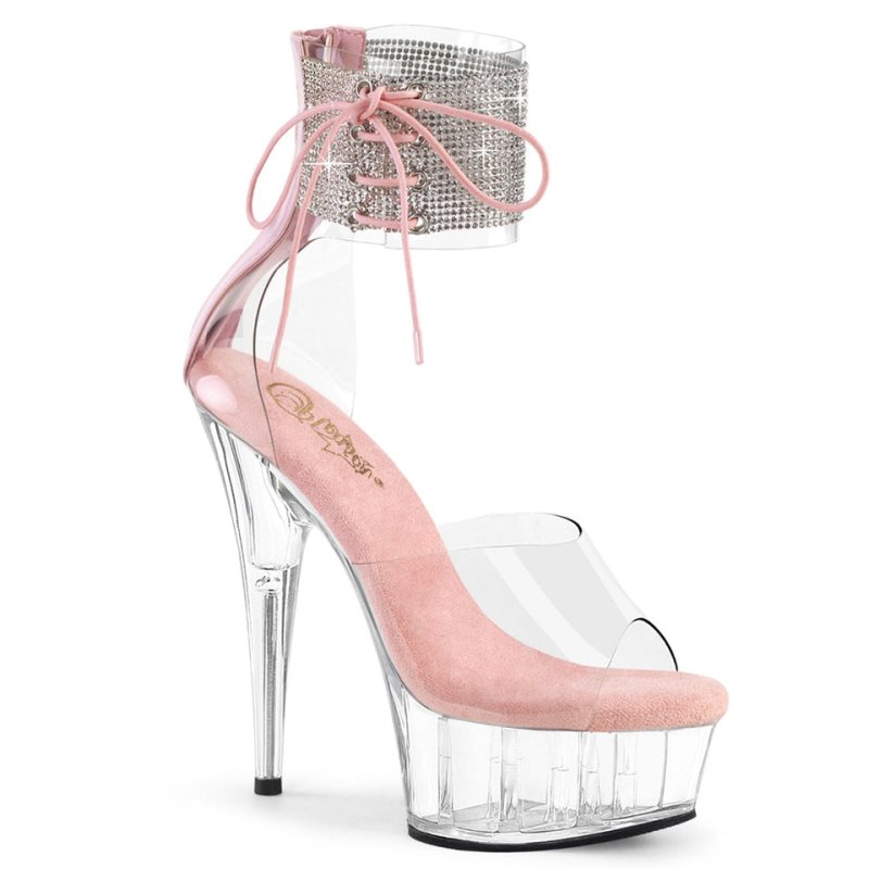 Pleaser Delight-624RS Women\'s Platform Heels Sandals Pink / Clear | NZ OYNRUF