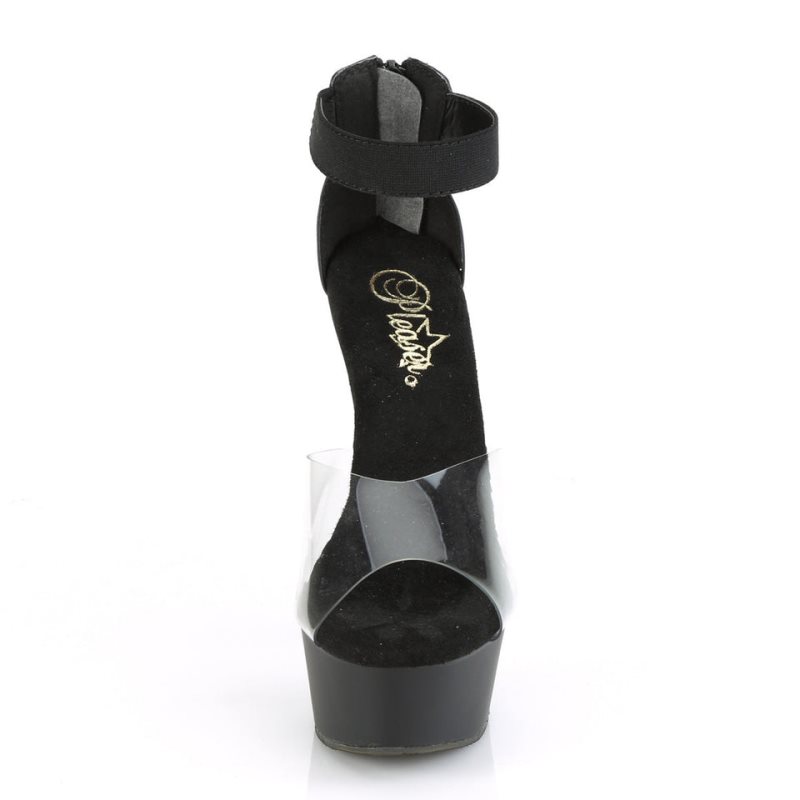 Pleaser Delight-624 Women's Platform Heels Sandals Black / Clear | NZ MSYRPO