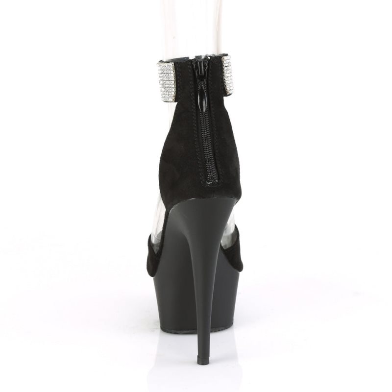 Pleaser Delight-625 Suede Women's Platform Heels Sandals Black | NZ TRUGKI