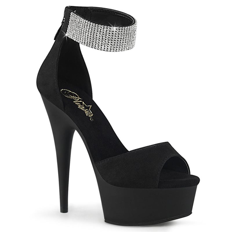 Pleaser Delight-625 Suede Women\'s Platform Heels Sandals Black | NZ TRUGKI