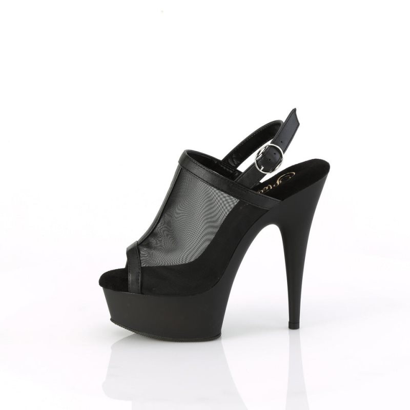 Pleaser Delight-636 Vegan Leather Women's Platform Heels Sandals Black | NZ SUNKEH