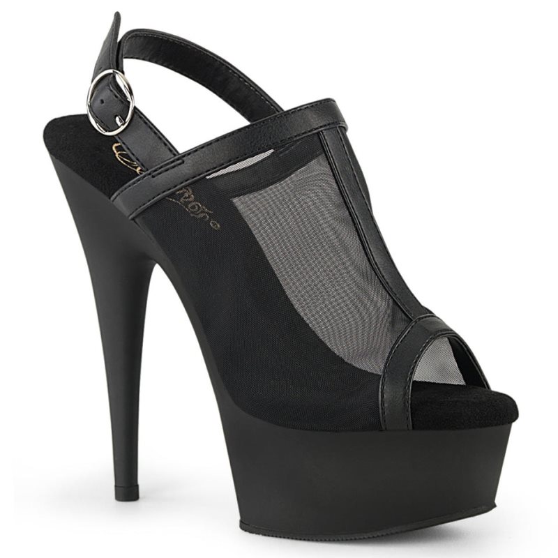 Pleaser Delight-636 Vegan Leather Women\'s Platform Heels Sandals Black | NZ SUNKEH