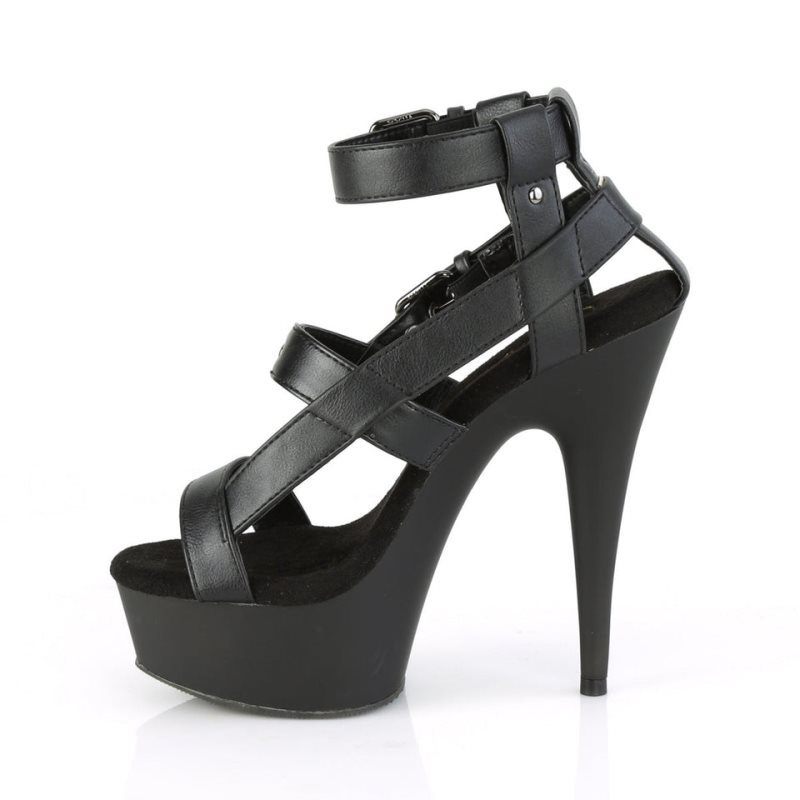 Pleaser Delight-637 Vegan Leather Women's Platform Heels Sandals Black | NZ EDMSIG