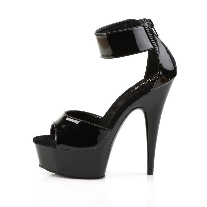 Pleaser Delight-670-3 Women's Platform Heels Sandals Black | NZ FLAGOK