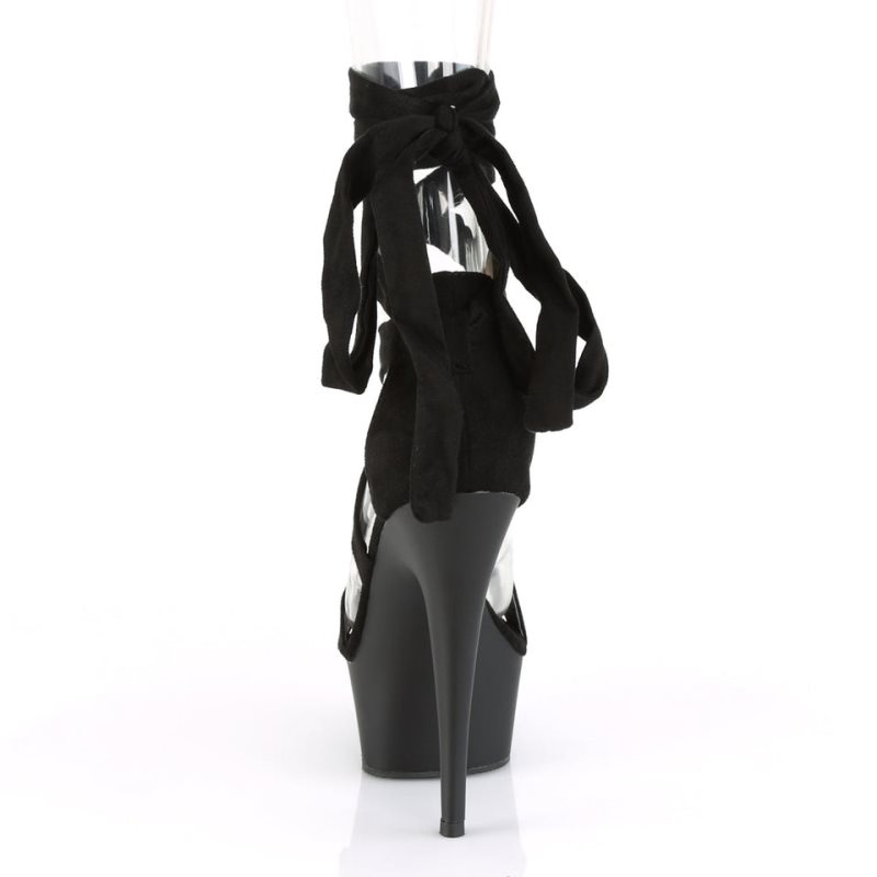 Pleaser Delight-671 Suede Women's Platform Heels Sandals Black | NZ IYOCTJ