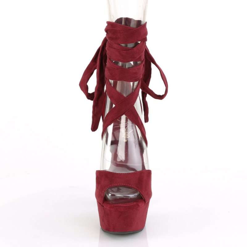 Pleaser Delight-679 Women's Platform Heels Sandals Burgundy | NZ ITYEQF