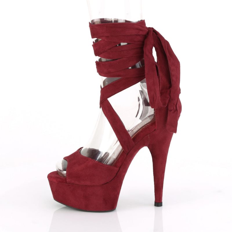 Pleaser Delight-679 Women's Platform Heels Sandals Burgundy | NZ ITYEQF