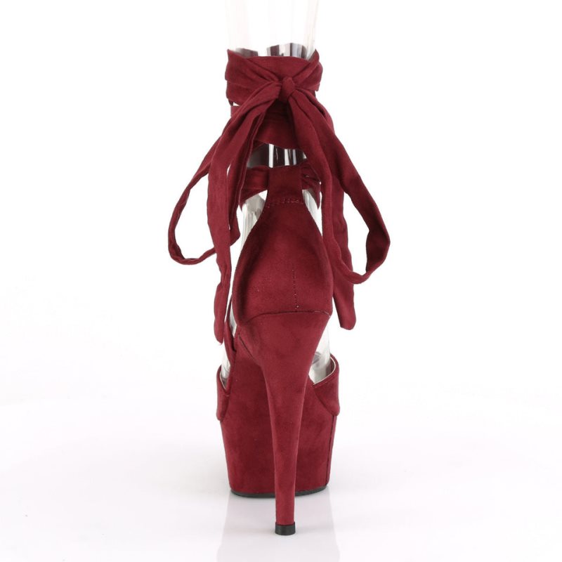 Pleaser Delight-679 Women's Platform Heels Sandals Burgundy | NZ ITYEQF