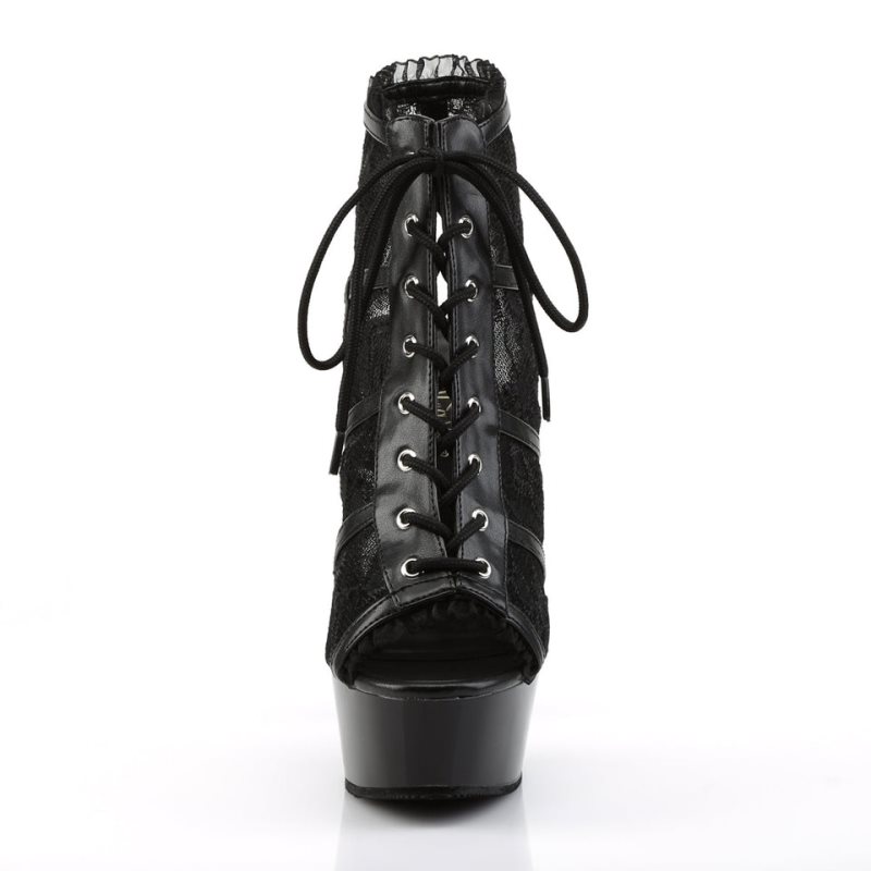 Pleaser Delight-696LC Women's Heels Boots Black | NZ WEBPRM