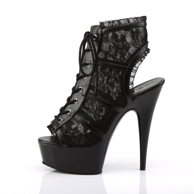 Pleaser Delight-696LC Women's Heels Boots Black | NZ WEBPRM