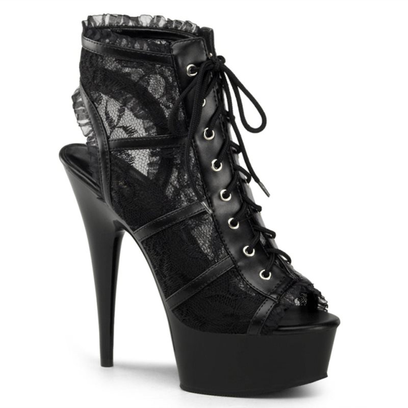 Pleaser Delight-696LC Women\'s Heels Boots Black | NZ WEBPRM