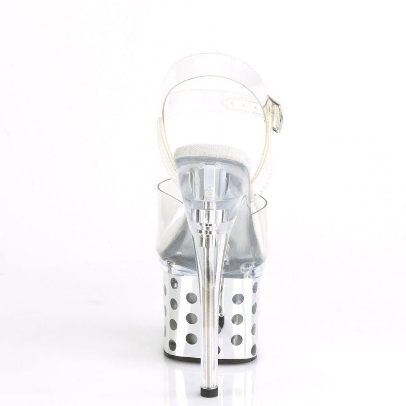 Pleaser Discolite-708DOTS Women's Platform Heels Sandals Silver / Clear | NZ RVLCTA
