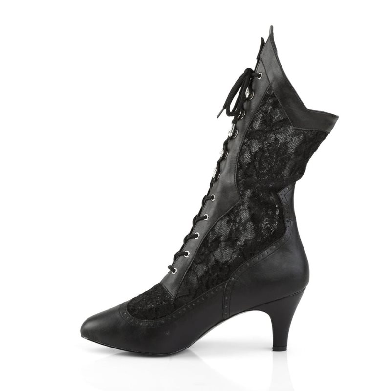 Pleaser Divine-1050 Vegan Leather Women's Heels Boots Black | NZ NWQICD
