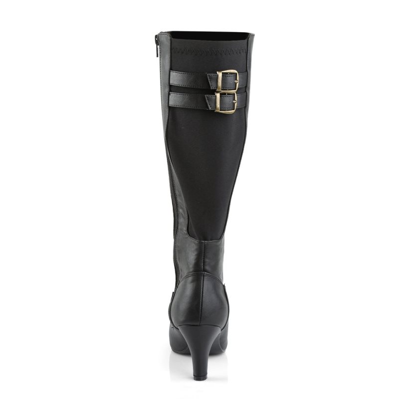 Pleaser Divine-2018 Vegan Leather Women's Knee-high Boots Black | NZ MZEIWP