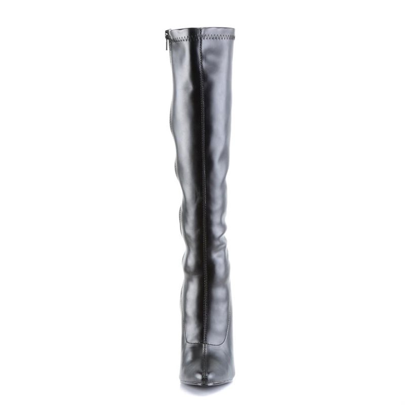 Pleaser Domina-2000 Vegan Leather Women's Knee-high Boots Black | NZ CEDRVM