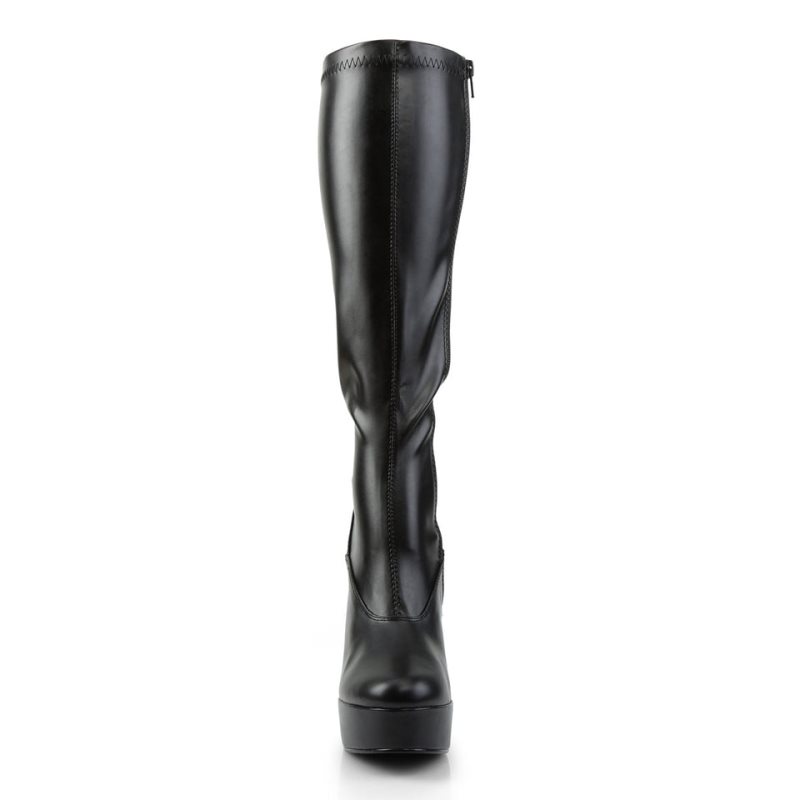 Pleaser Electra-2000Z Vegan Leather Women's Knee-high Boots Black | NZ WDNKSG