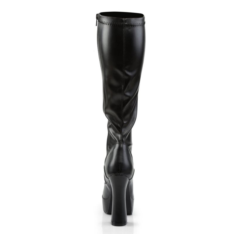 Pleaser Electra-2000Z Vegan Leather Women's Knee-high Boots Black | NZ WDNKSG