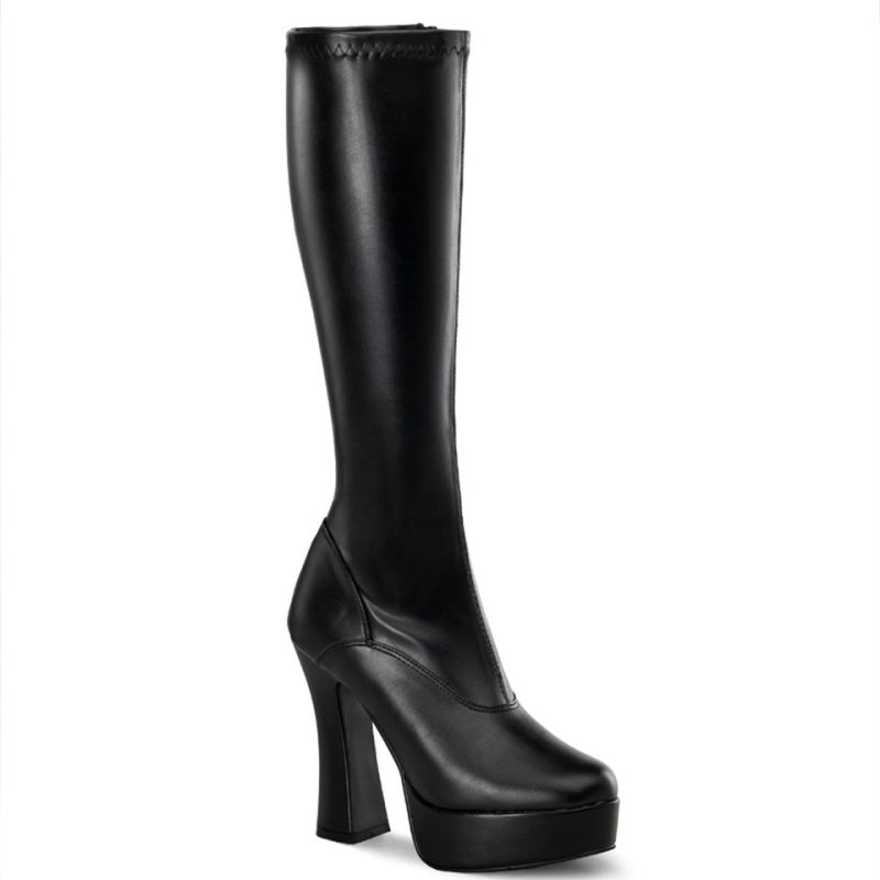 Pleaser Electra-2000Z Vegan Leather Women\'s Knee-high Boots Black | NZ WDNKSG