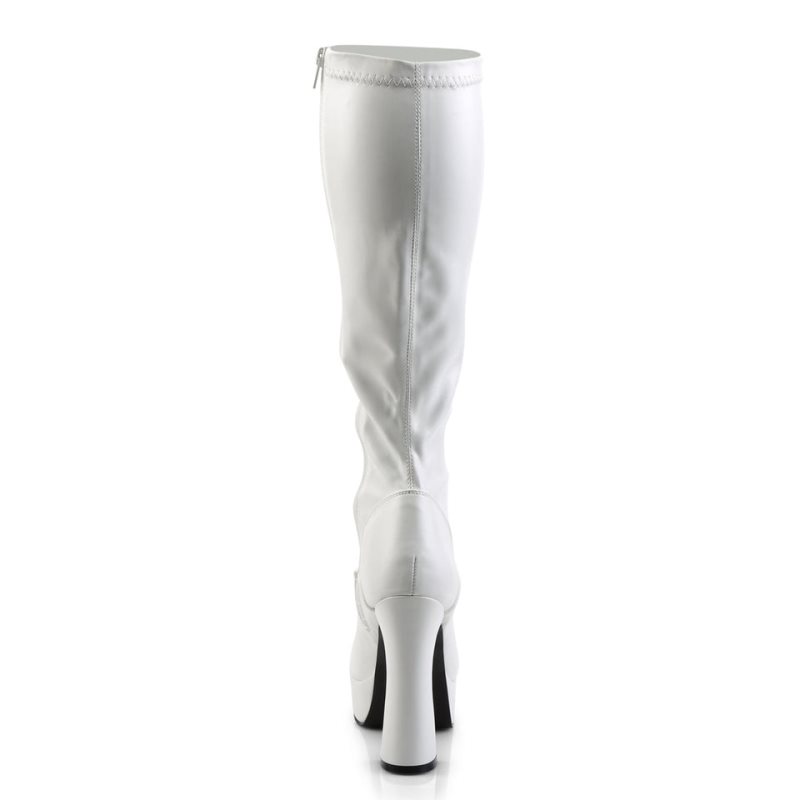 Pleaser Electra-2000Z Vegan Leather Women's Knee-high Boots White | NZ XSABEF