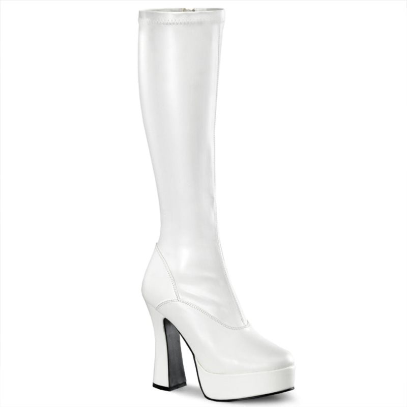 Pleaser Electra-2000Z Vegan Leather Women\'s Knee-high Boots White | NZ XSABEF