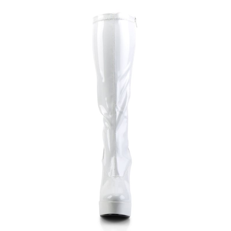 Pleaser Electra-2000Z Women's Knee-high Boots White | NZ BXYUES